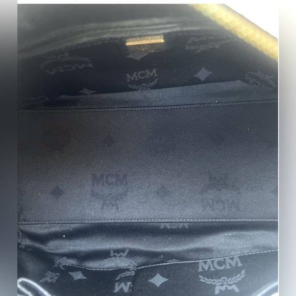 EUC- MCM Black Leather Gold Studded Boston Bag w/ unbranded xbody strap - Picture 15 of 16